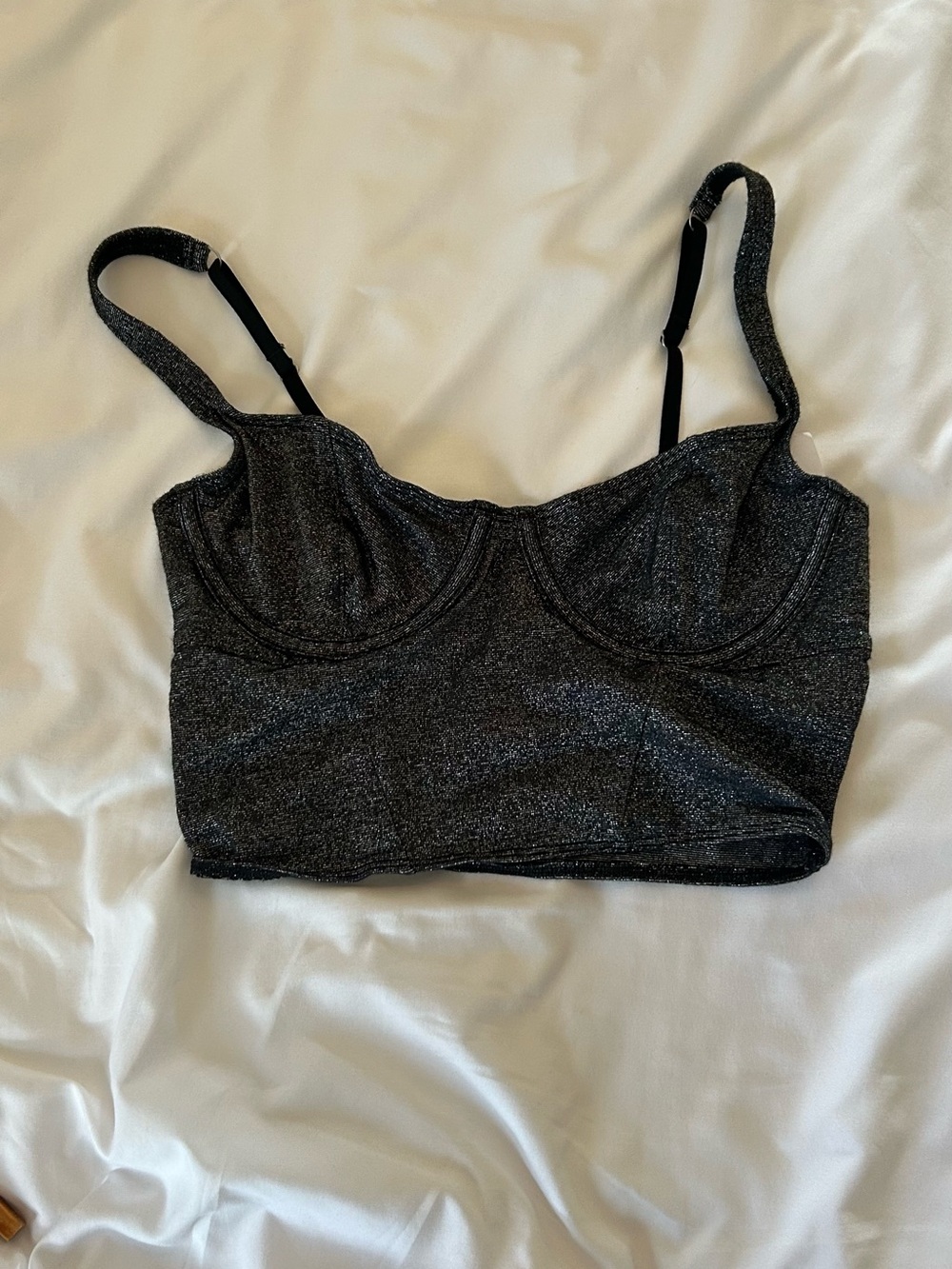 Gilly Hicks Black Sparkle Longline Bralette
